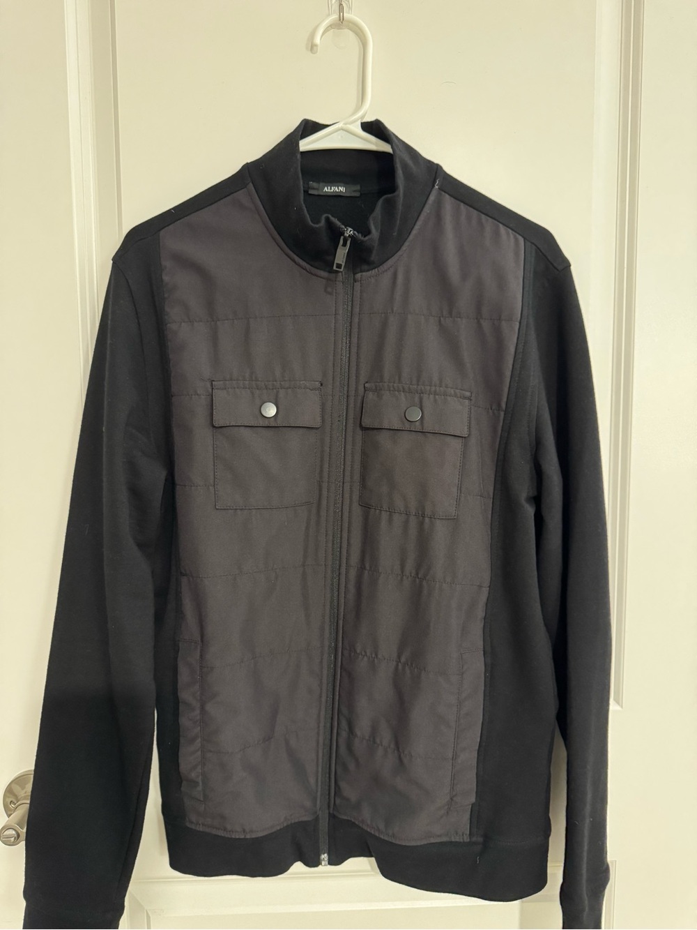 Alfani Black Zip-Front Lightweight Utility Jacket